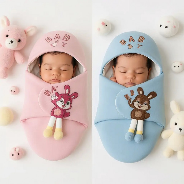 Winter Baby Care Blanket Pink+Past (২ পিচ)