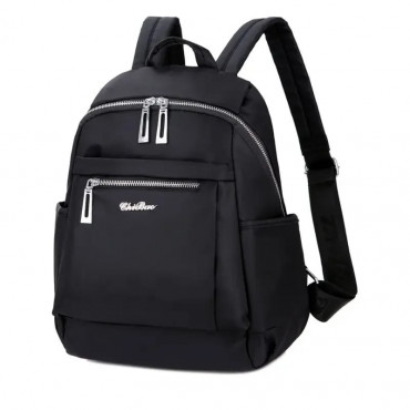 Nylon Backpack Durable Waterproof Casual Shoulder Bag(Black)