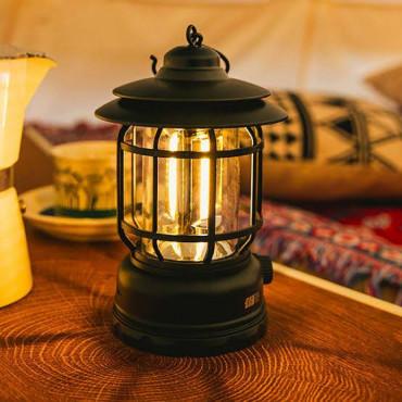 Rechargeable Retro Camping Lamp (Black Color)