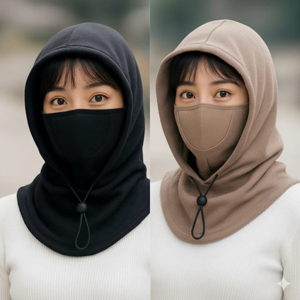 Winter Full Face Mask ২ পিচ (১ পিচ ব্লাক+১ পিচ ব্রাউন)