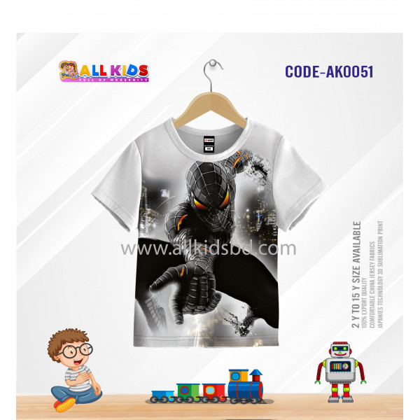 SPIDERMAN KIDS 3D T-SHIRT HALF SLEEVE (SUBLIMATION PRINT)-AK0051