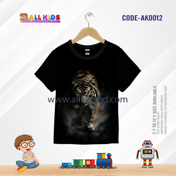 TIGER ROYAL BANGOL REAL KIDS 3D T-SHIRT HALF SLEEVE (SUBLIMATION PRINT)-AK0012