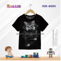 CAT BLACK KIDS 3D T-SHIRT HALF SLEEVE (SUBLIMATION PRINT)-AK0015