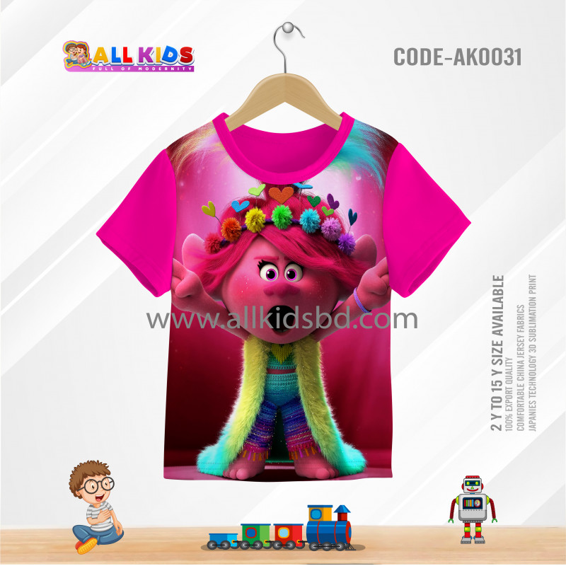 TROLL KIDS 3D T-SHIRT HALF SLEEVE (SUBLIMATION PRINT)-AK0031