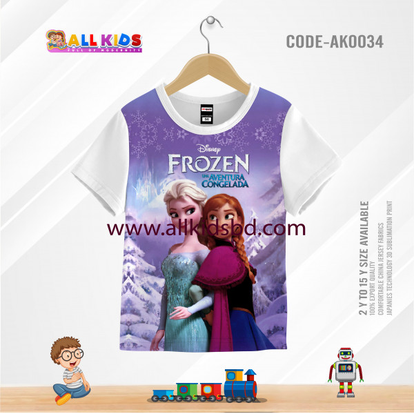 FROZEN PURPLE KIDS 3D T-SHIRT HALF SLEEVE (SUBLIMATION PRINT)-AK0034