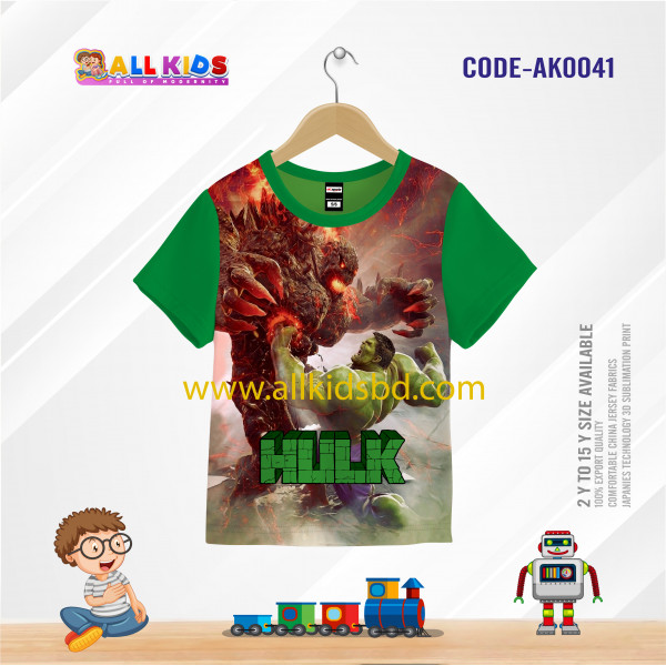 HULK VS IRONMAN KIDS 3D T-SHIRT HALF SLEEVE (SUBLIMATION PRINT)-AK0041
