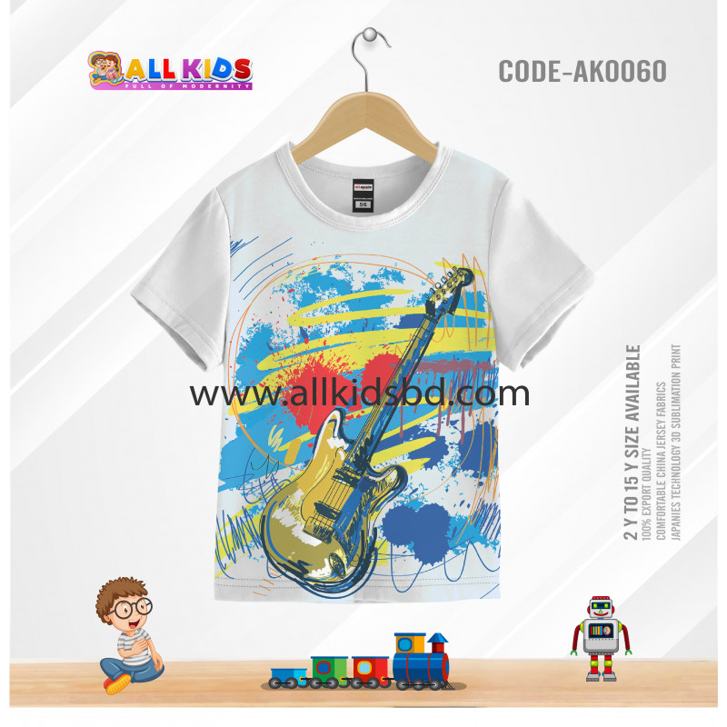 GITTER YELLOW KIDS 3D T-SHIRT HALF SLEEVE (SUBLIMATION PRINT)-AK0060