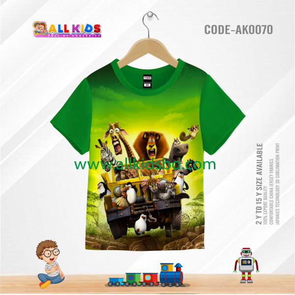 ANIMAL ZOO KIDS 3D T-SHIRT HALF SLEEVE (SUBLIMATION PRINT)-AK0070