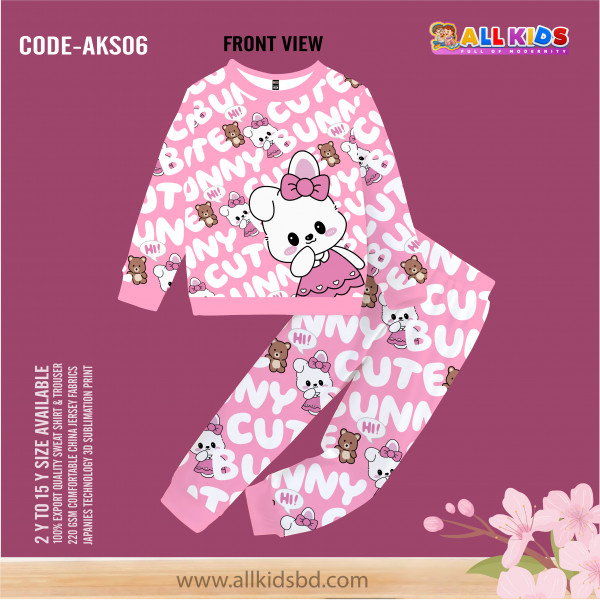 KIDS SWEAT SHIRT AND TROUSER SET CUTE BUNNY (3D SUBLIMATION PRINT)-AKS06