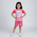  T-shirt & half pant set butterfly pink design-AKSETC10.1