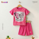  T-shirt & half pant set butterfly pink design-AKSETC10.1