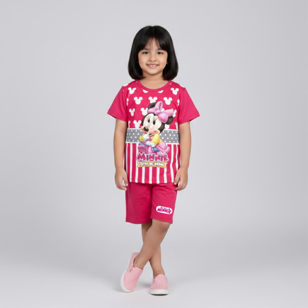  T-shirt & half pant set minnie pink design-AKSETC11.2