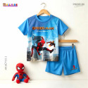  T-shirt & half pant set  Spiderman sky blue design-AKSETC2.1