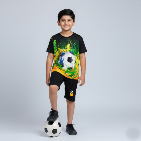  T-shirt & half pant set  football design-AKSETC3.1