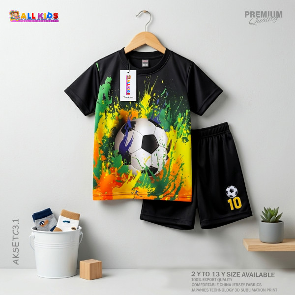  T-shirt & half pant set  football design-AKSETC3.1