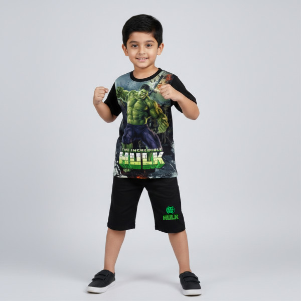  T-shirt & half pant set  hulk design-AKSETC4.2