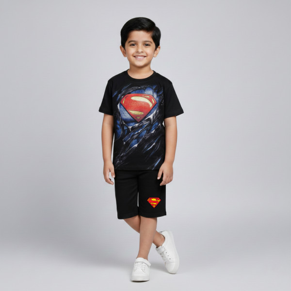 T-shirt & half pant set superman design-AKSETC5.2