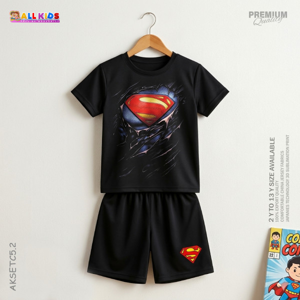  T-shirt & half pant set superman design-AKSETC5.2
