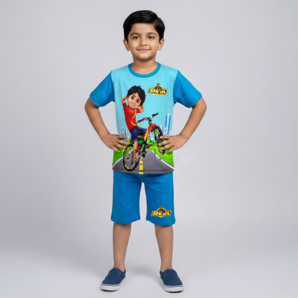 T-shirt & half pant set shiva design-AKSETC6.1