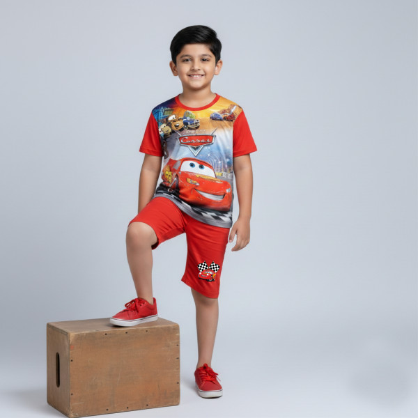 T-shirt & half pant set carros design-AKSETC6.2