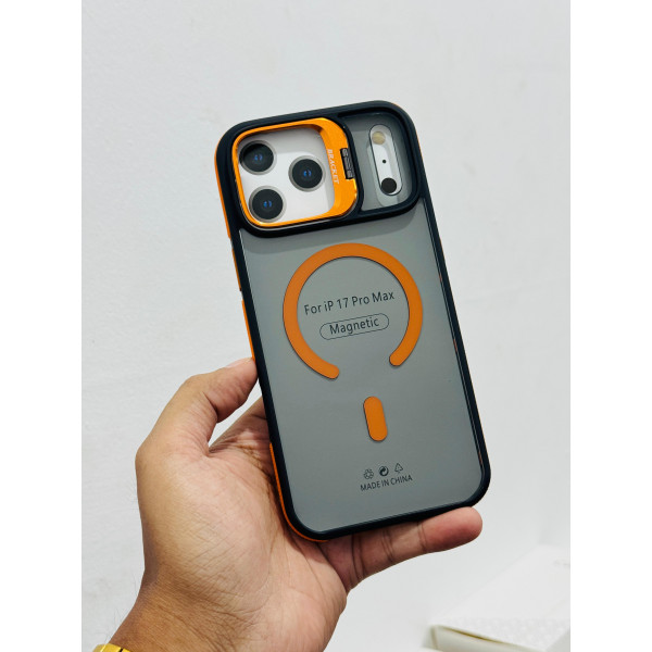 High-End anti-slip strip Contrast color lens holder magnetic Case For Iphone