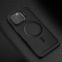 Skin Feel Shockproof PU Leather Magsafe With Camera Window Glass Case for iPhone