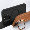 Skin Feel Shockproof PU Leather Magsafe With Camera Window Glass Case for iPhone