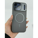 Skin Feel Shockproof PU Leather Magsafe With Camera Window Glass Case for iPhone