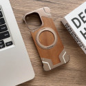 Luxury Walnut Wood Metal Frameless Mobile Phone Case For iPhone