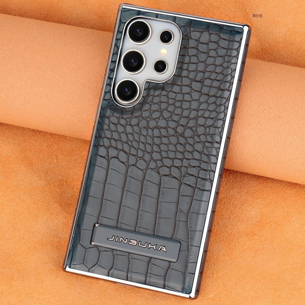 Crocodile leather magnetic charging suitable Kickstad Case For Samsung Galaxy S25 Ultra S24 Ultra S23 Ultra