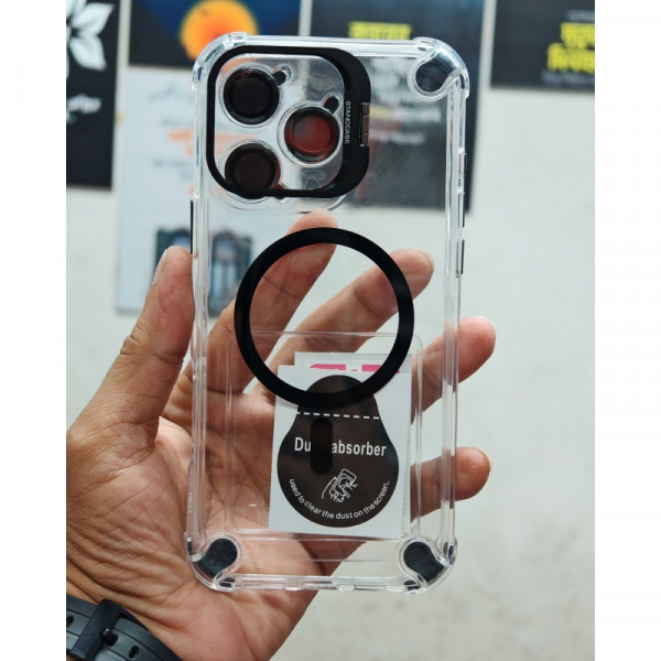HD Clear Magsafe Supported With Camera Stand Case for iPhone