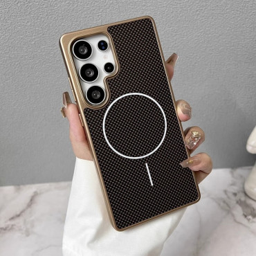 Suitable Carbon fiber texture frosted magnetic suction Case For Samsung 25 Ultra 24 Ultra 23 Ultra
