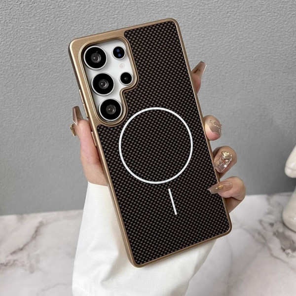 Suitable Carbon fiber texture frosted magnetic suction Case For Samsung 25 Ultra 24 Ultra 23 Ultra