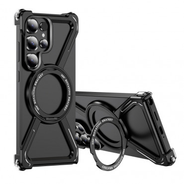 Aluminum Alloy Frameless Case With Rotatable Holder Magnetic Metal Case For Samsung