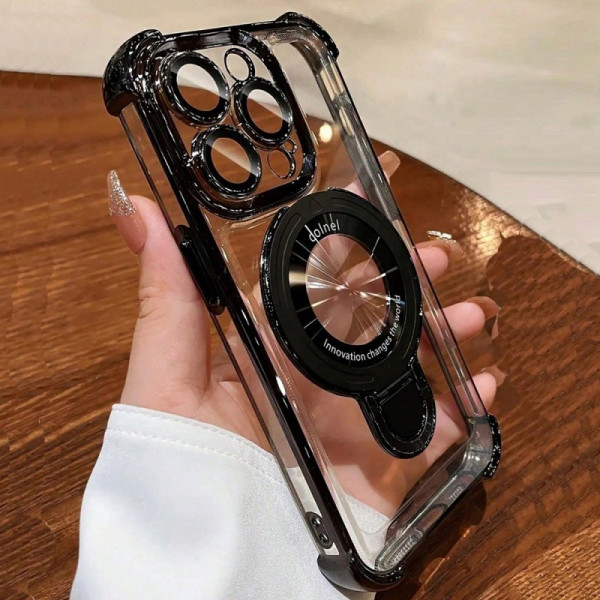 Luxury Clear TPU Holder Magnetic Case For Iphone 12 To 16 Pro Max – Transparent Protection with Magnetic Convenience