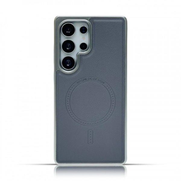 Luxury Business Plating Frame Leather Magnetic Wireless Charger Case For Samsung Galaxy S25 Ultra S24 Ultra