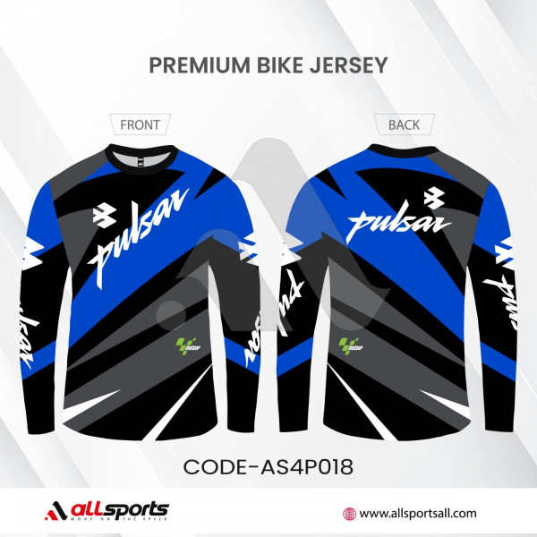 Pulsar Blue Full Sleeve Four Part Sublimation Print For Bike T-Shirt-AS4P018