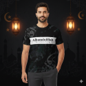 'Alhamdulillah' Black Half Sleeve Four Part Sublimation Print For T-Shirt -Code: AS120