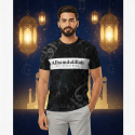 'Alhamdulillah' Black Half Sleeve Four Part Sublimation Print For T-Shirt -Code: AS120