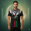 Free Palestine Islamic Black Four Part Half Sleeve Sublimation Print T- Shirt FP02