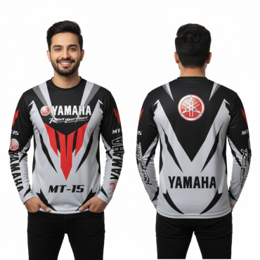Yamaha Mt-15 White Bike Full Sleeve Four Part Sublimation Print For Premium Bike T-Shirt - AS15