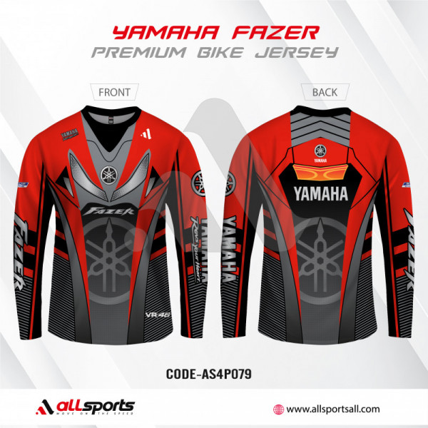 Fazer Red Bike Full Sleeve Four Part Sublimation Print For Premium Bike T-Shirt - AS26