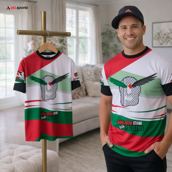 Free Palestine Half Sleeve Four Part Sublimation Print For T-Shirt -AS4PH5