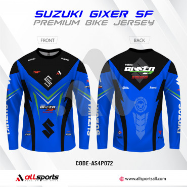 Suzuki Gixer Sf Blue Full Sleeve Four Part Sublimation Print For Bike T-Shirt-AS4P072