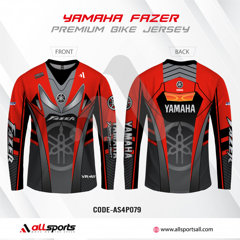 YAMAHA FAZER RED BIKE T-SHIRT FULL SLEEVE (4 PART SUBLIMATION PRINT)-AS4P079