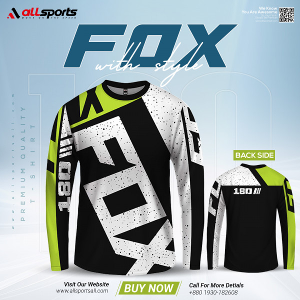 Fox Bike Racing Full Sleeve Four Part Sublimation Print For Bike T-Shirt-AS4P019