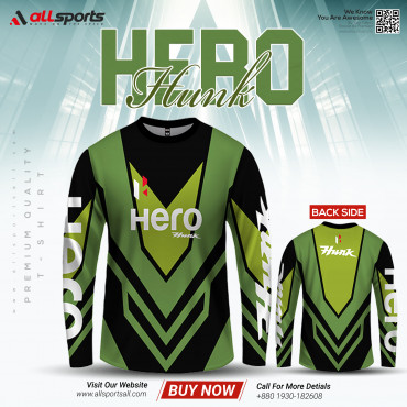 Hero Hunk Green Full Sleeve Four Part Sublimation Print For Bike T-Shirt-AS4P050