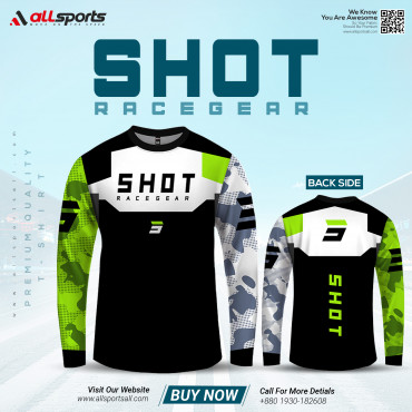 Shot Bike Racing Full Sleeve Four Part Sublimation Print For Bike T-Shirt-AS4P006