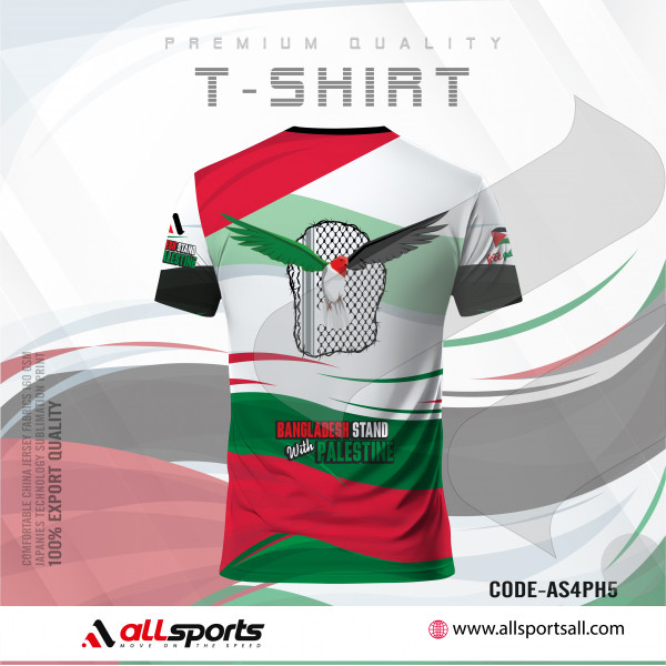 Free Palestine Four Part Half Sleeve Sublimation Print T- Shirt-AS40