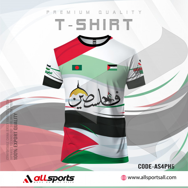 Free Palestine Four Part Half Sleeve Sublimation Print T- Shirt-AS40